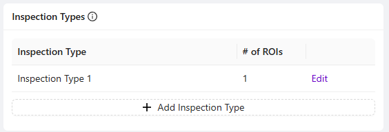 A screenshot of the default Inspection Types on the Inspection Setup page.